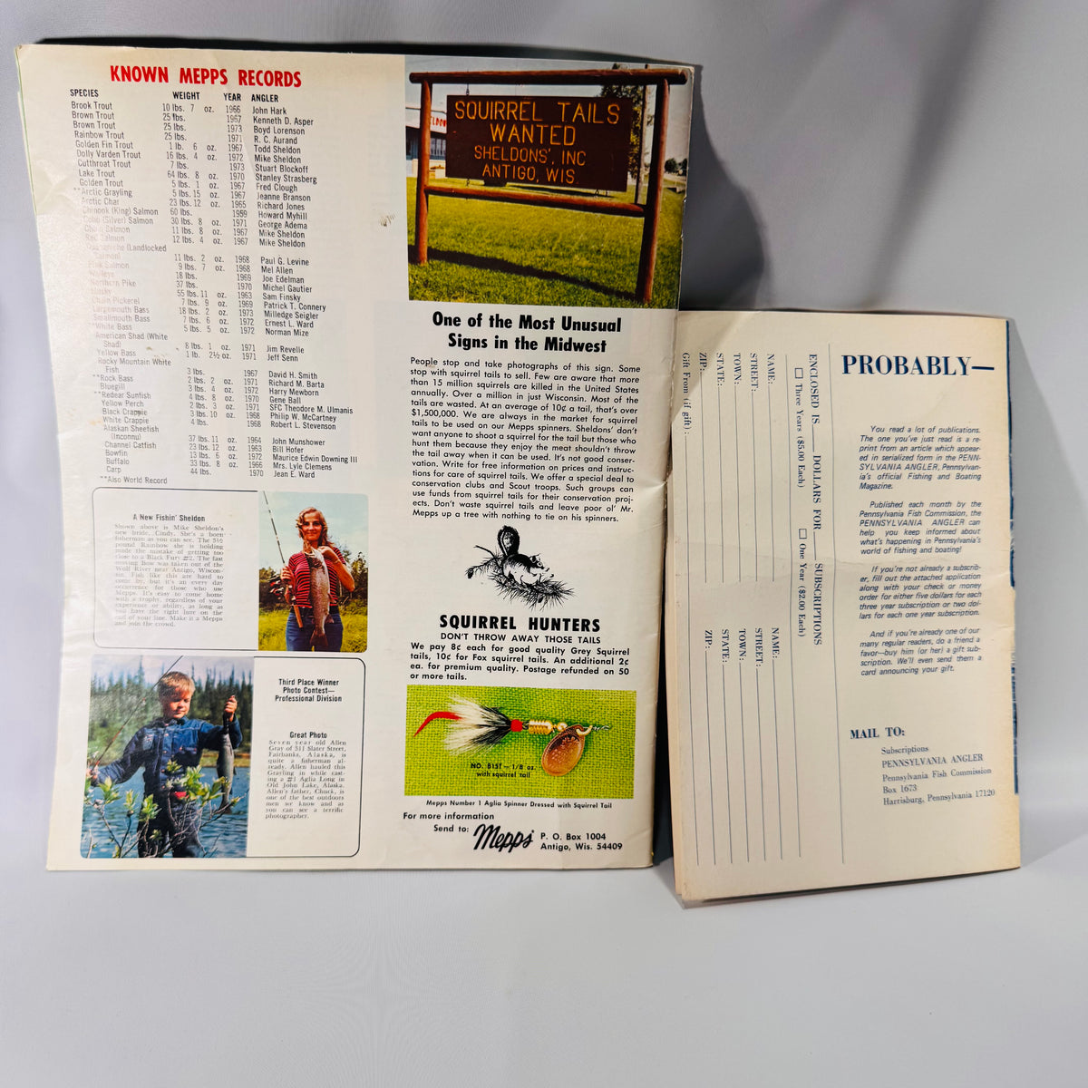 Let’s Go Fishin’! 1974 Fisherman’s Guide by Mepps + Fishing in Pennsylvania Booklet | Vintage Lure Catalog & Regional Guide Set