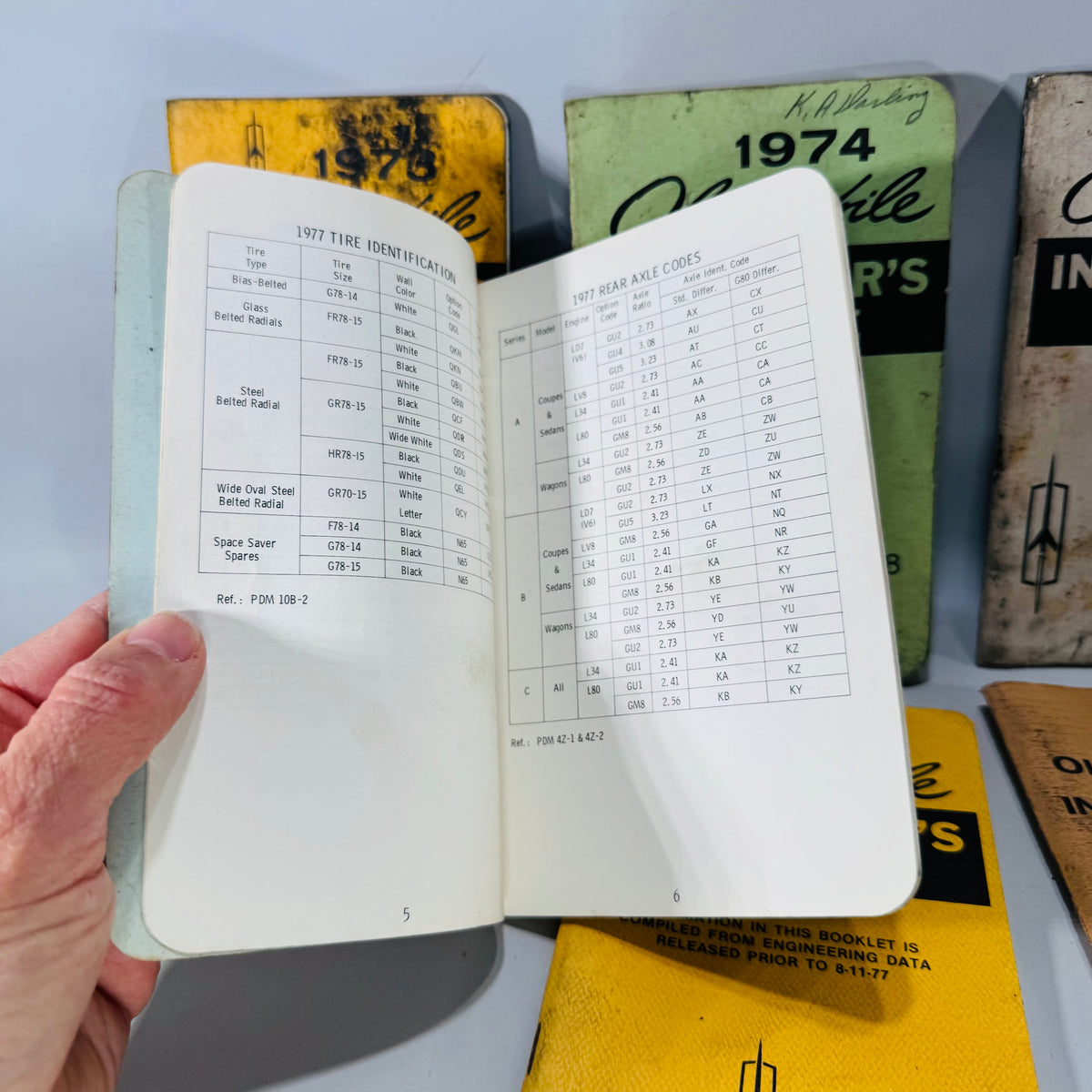 Vintage Oldsmobile Inspector’s Guide Lot (1973–1979) — 8 Pocket Manuals, Codes & Specs (Cutlass / 88 / 98 / F-85 / A-B-C)