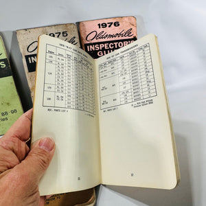 Vintage Oldsmobile Inspector’s Guide Lot (1973–1979) — 8 Pocket Manuals, Codes & Specs (Cutlass / 88 / 98 / F-85 / A-B-C)