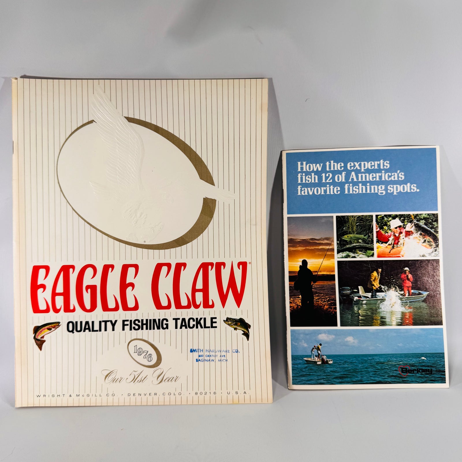 Eagle Claw 1976 Fishing Tackle Catalog & Berkley Expert Guide | Vintage Outdoor Ephemera Set | Rods, Reels, & American Fishing Spots