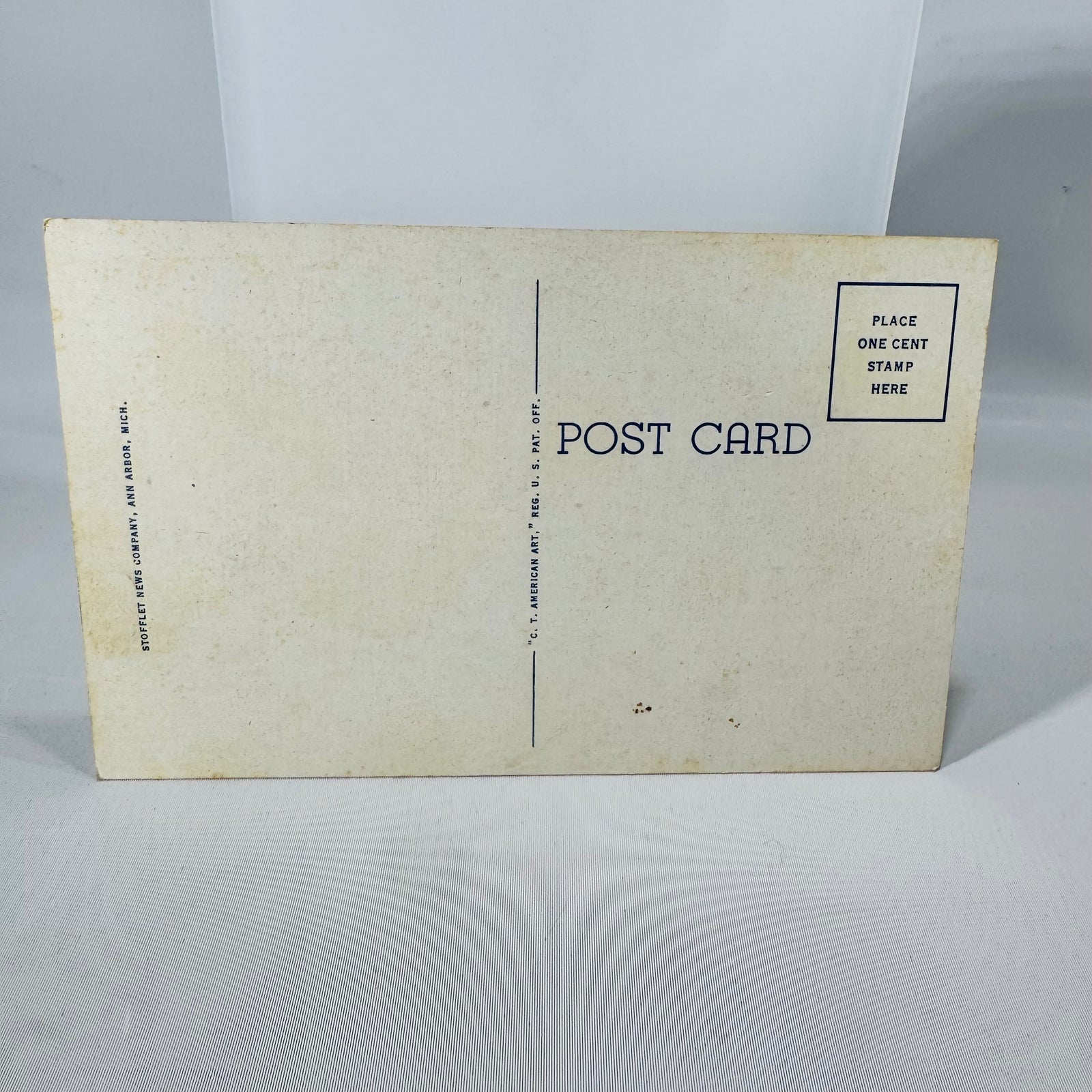 Vintage Linen Postcard — Aerial View “New Stadium” University of Michigan Michigan Stadium (Ann Arbor, MI) — Seating Capacity 87,000 — Stofflet News Co.  Sports / Travel / College Football