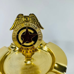 Chicago Motor Club Honor Member Brass Enamel Ashtray 1920s to 1940s Automotive Advertising