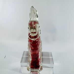 Action International LTD Clear Glass Rabbit Figurine Paperweight 1980s Bunny Decor