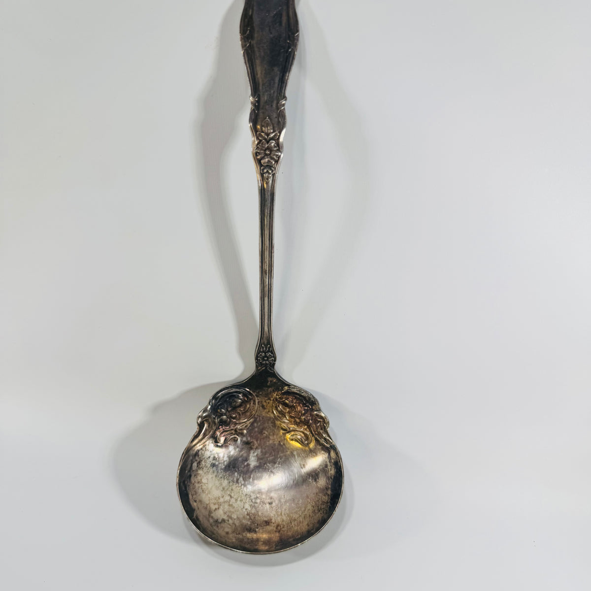 Simeon L. & George H. Rogers XTRA Silverplate Ladle Early 1900s Floral Sauce Serving Piece