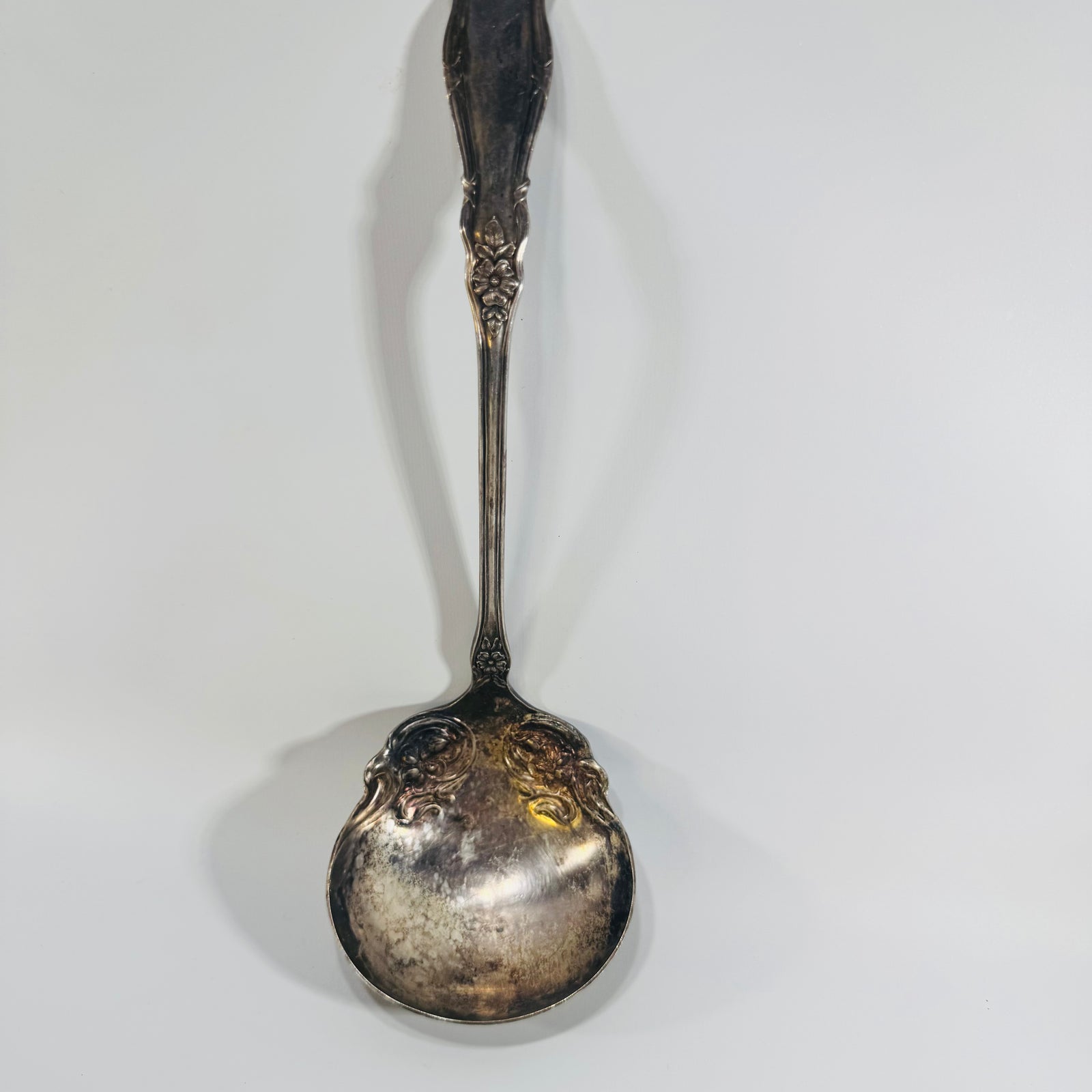 Simeon L. & George H. Rogers XTRA Silverplate Ladle Early 1900s Floral Sauce Serving Piece