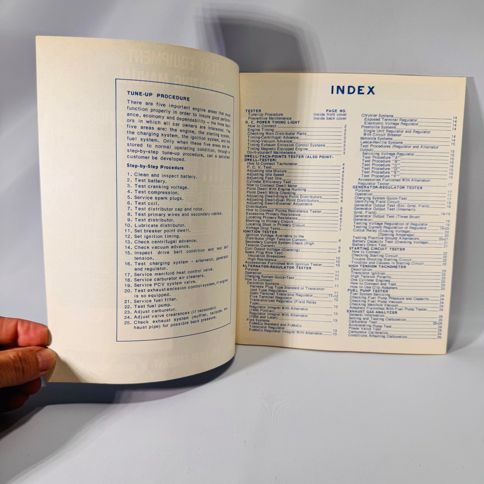 Test Equipment Operating Manual & Automotive Tune-Up Guide by Kal-Equip Company | 9x7, 26 Pages (Vintage Auto Repair, 1970s Manual)