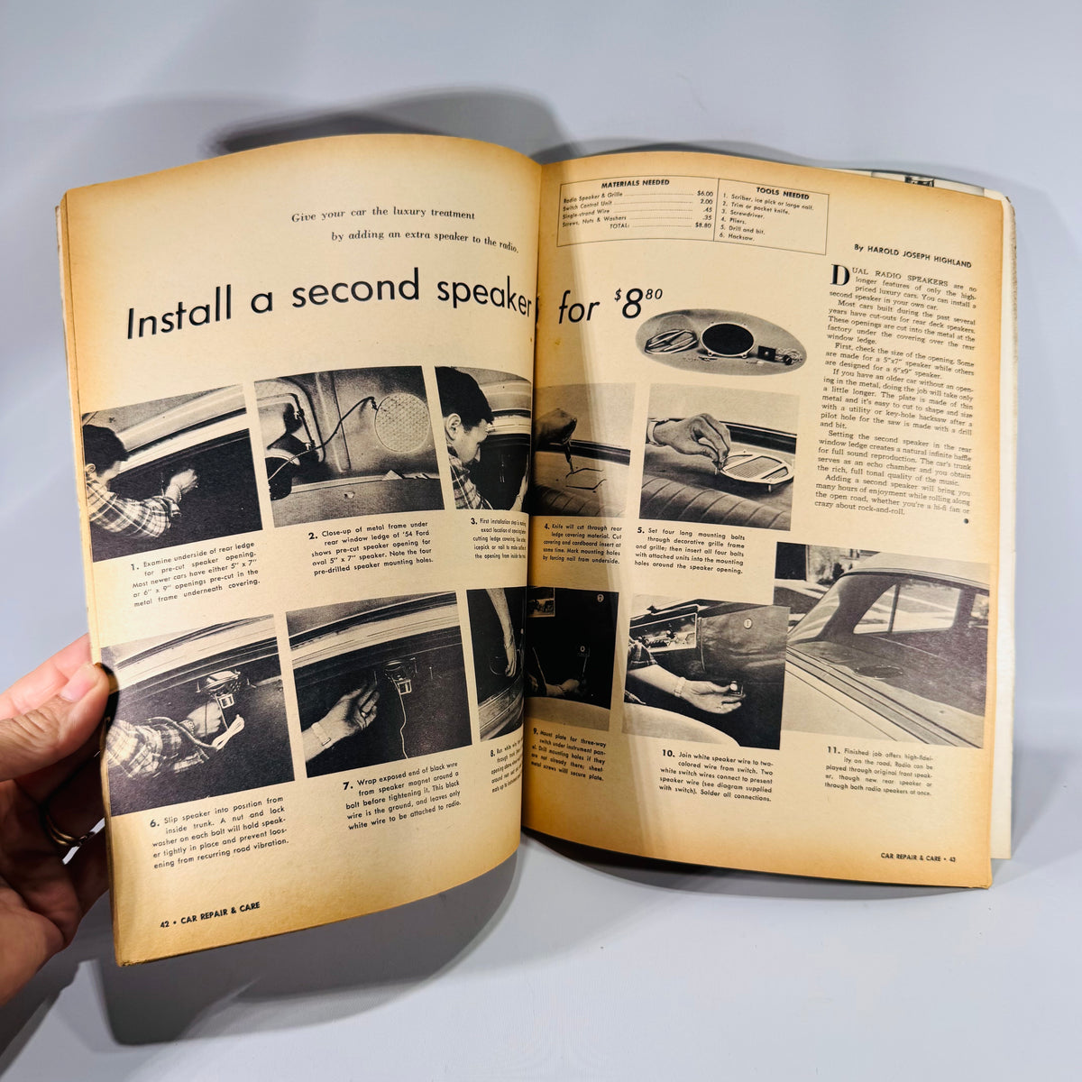 Car Repair and Care 1950s Install a second speaker for $8.80 project pages