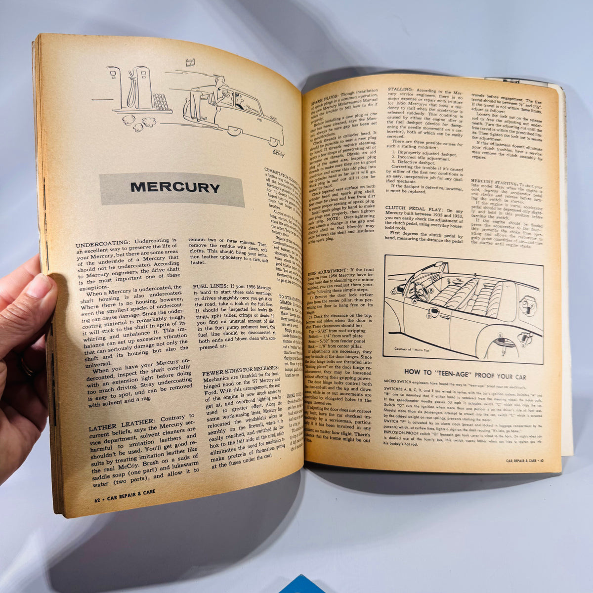 Car Repair and Care 1950s Mercury section pages
