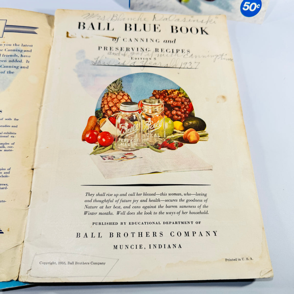 Ball Blue Book 1935 Canning Cookbook Lot with 1974 Ball Freezer Book and 1964 Food Freezing Facts