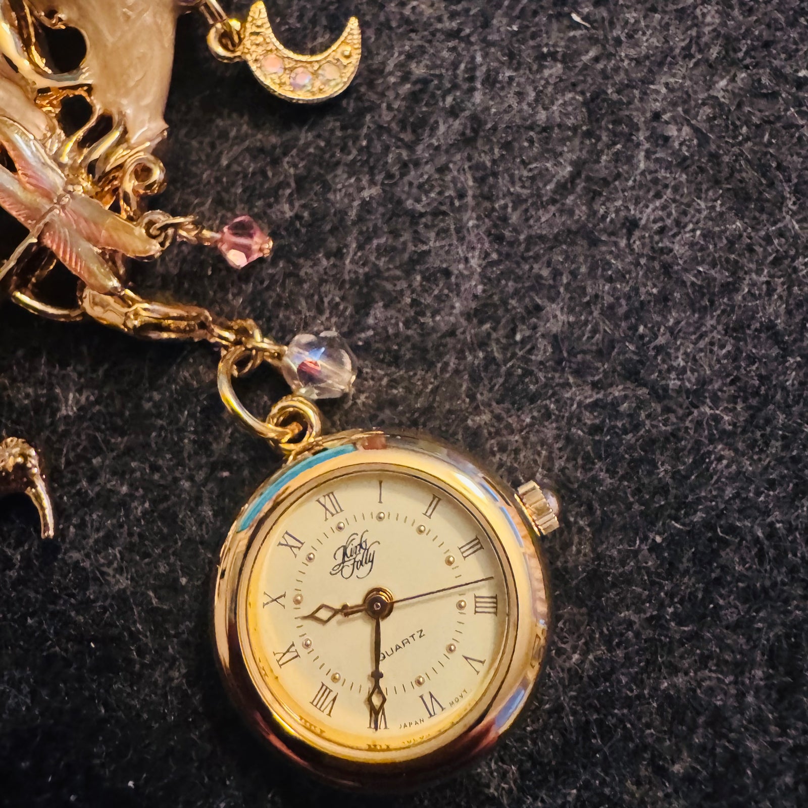 Kirks Folly Moonflower Fairy Convertible Brooch/Pendant with Removable Watch Charm (Gold Tone, Enamel & Crystals)