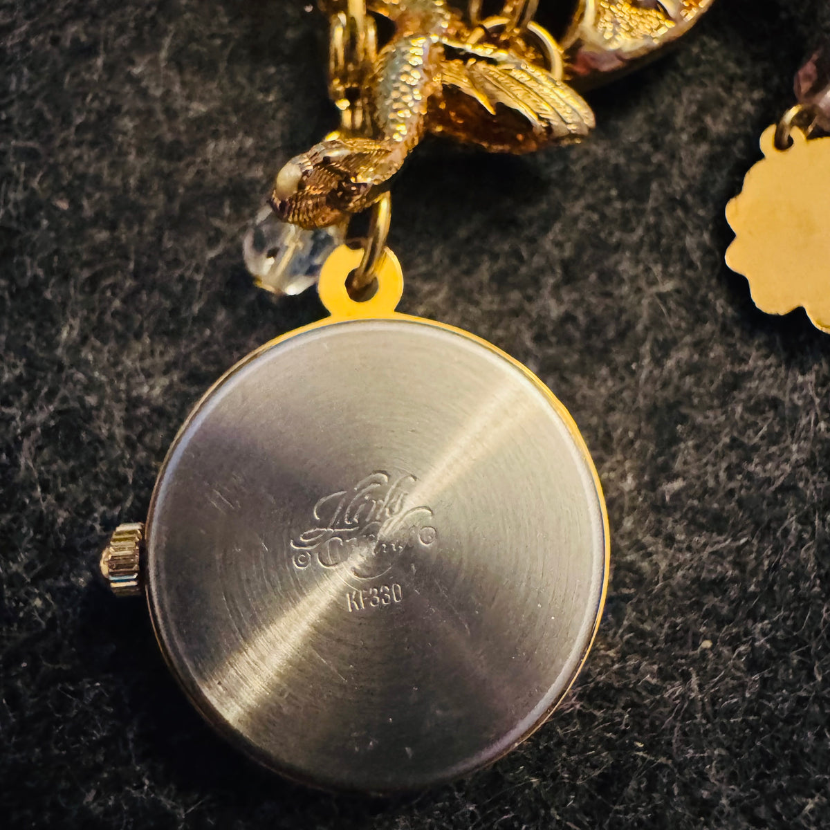 Kirks Folly Moonflower Fairy Convertible Brooch/Pendant with Removable Watch Charm (Gold Tone, Enamel & Crystals)