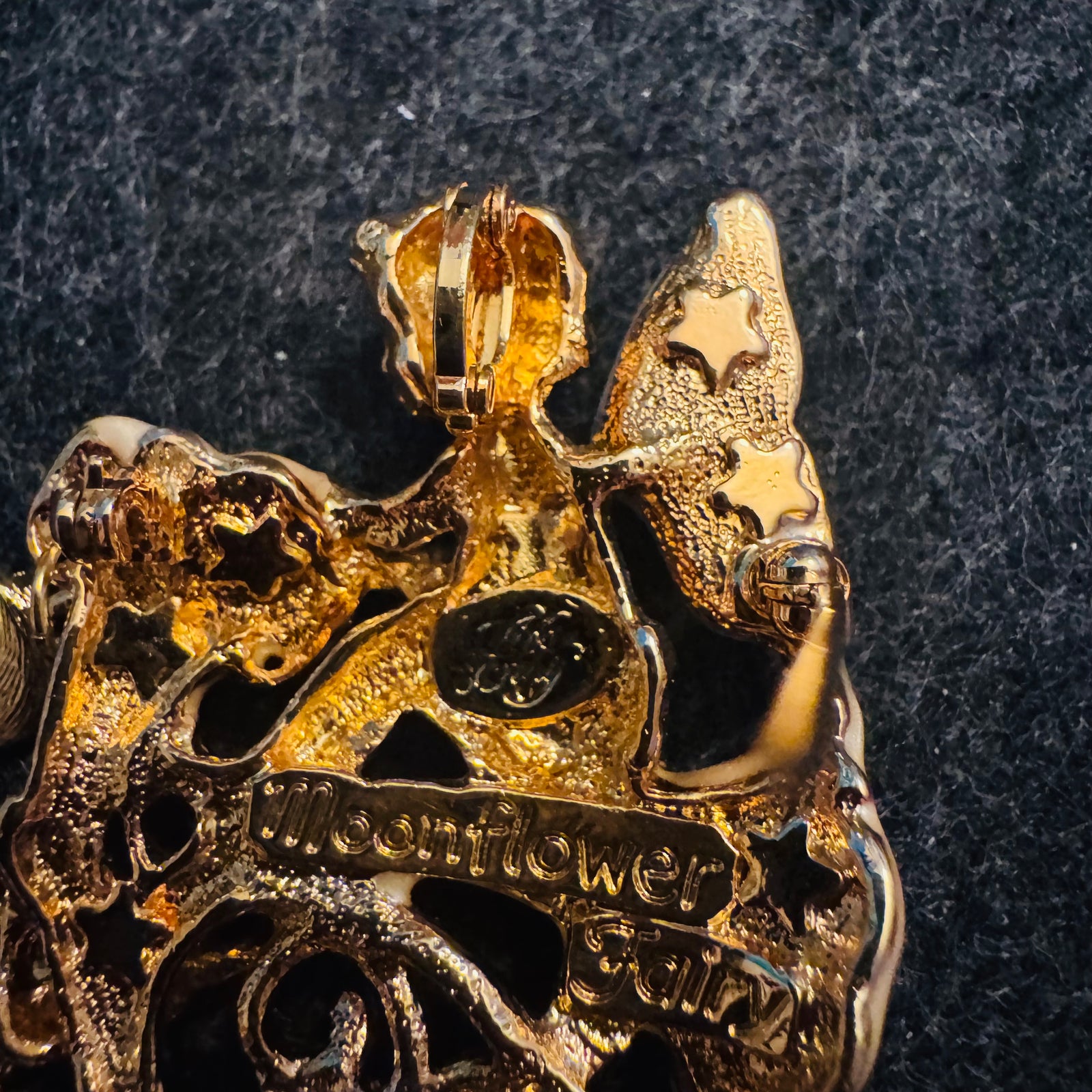 Kirks Folly Moonflower Fairy Convertible Brooch/Pendant with Removable Watch Charm (Gold Tone, Enamel & Crystals)