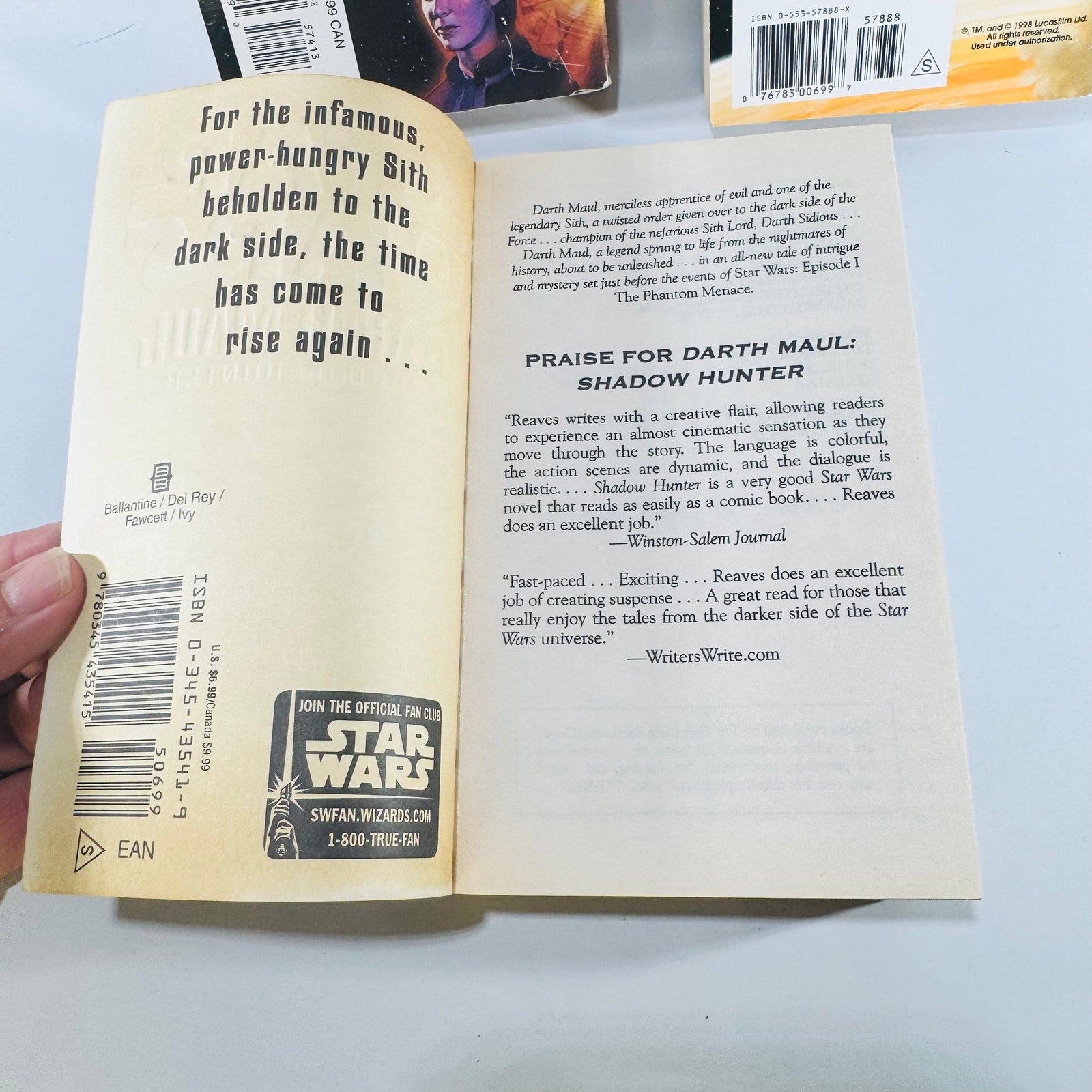 Star Wars Shadows of the Empire Slave Ship Darth Maul Shadow Hunter 3 Book Paperback Lot