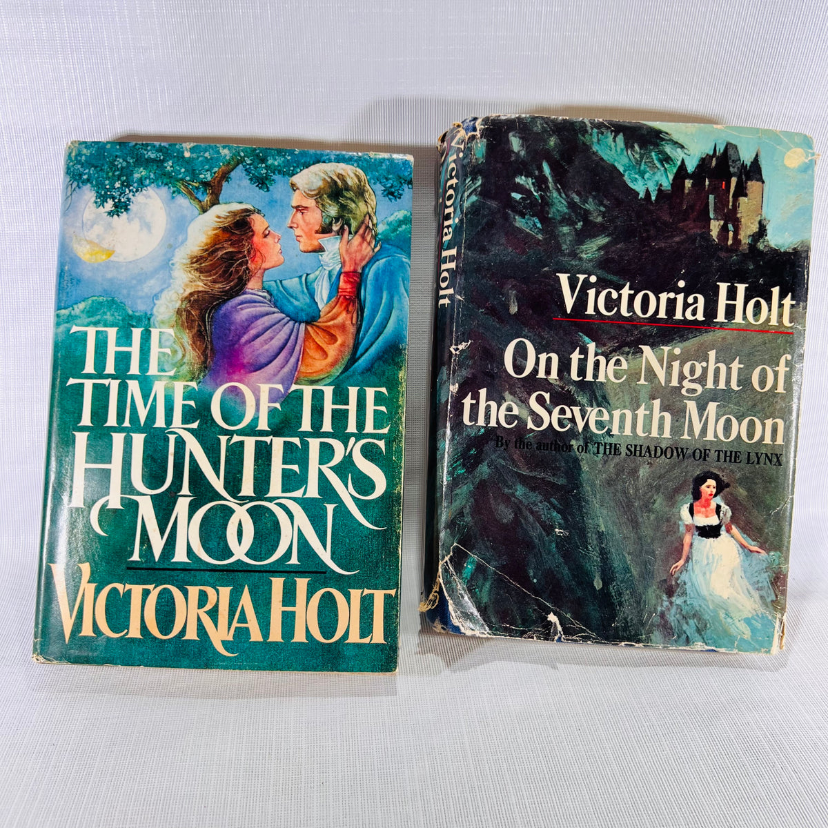 Two Victoria Holt Vintage Books: On The Night of the Seventh Moon 1972 The Time of the Hunters Moon  1983 Double Day &amp; Co