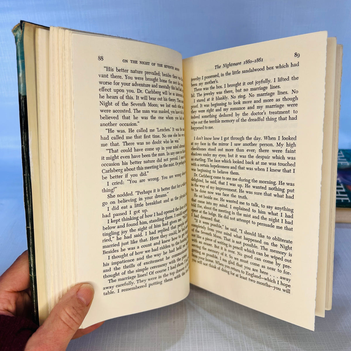 Two Victoria Holt Vintage Books: On The Night of the Seventh Moon 1972 The Time of the Hunters Moon  1983 Double Day & Co