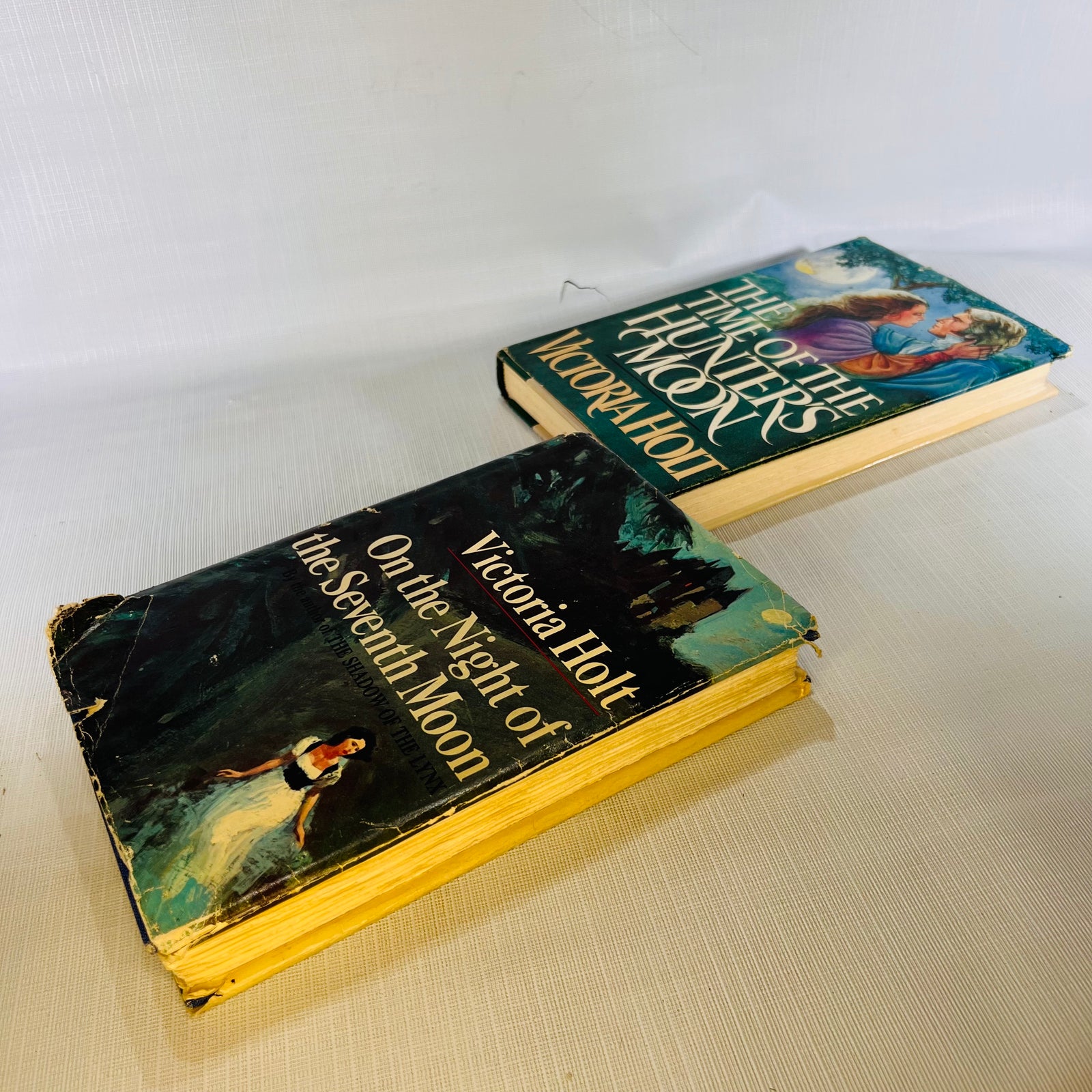 Two Victoria Holt Vintage Books: On The Night of the Seventh Moon 1972 The Time of the Hunters Moon  1983 Double Day & Co