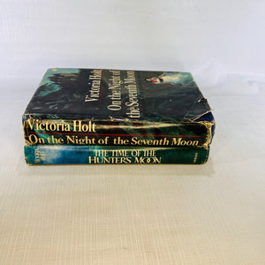 Two Victoria Holt Vintage Books: On The Night of the Seventh Moon 1972 The Time of the Hunters Moon  1983 Double Day & Co