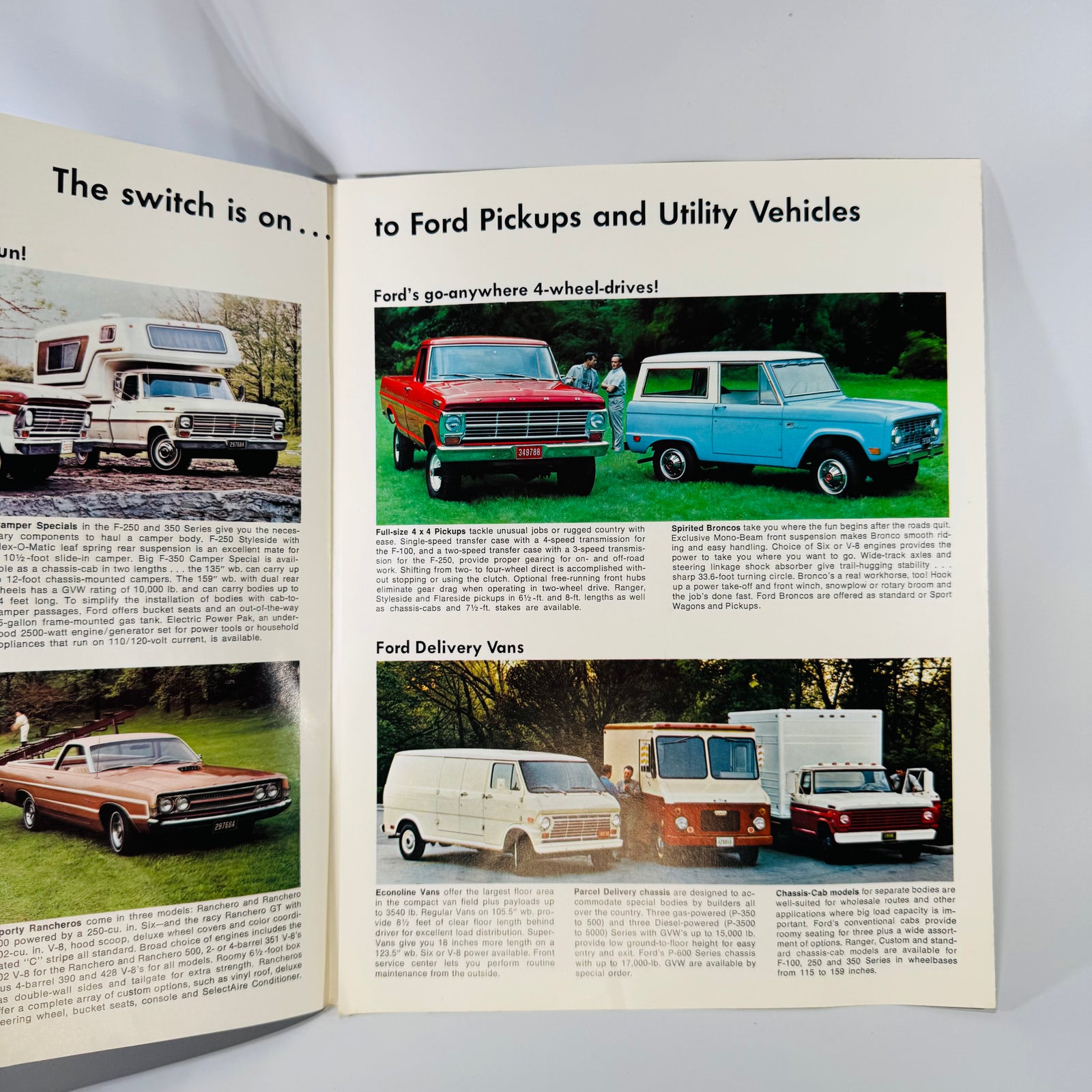 Vintage Ford Truck Dealer Brochure — Ford Trucks and All-Purpose Utility Vehicles for 1969 (1969) — Original Dealership Sales Brochure | Fold-Out Color Specs, Automotive Memorabilia