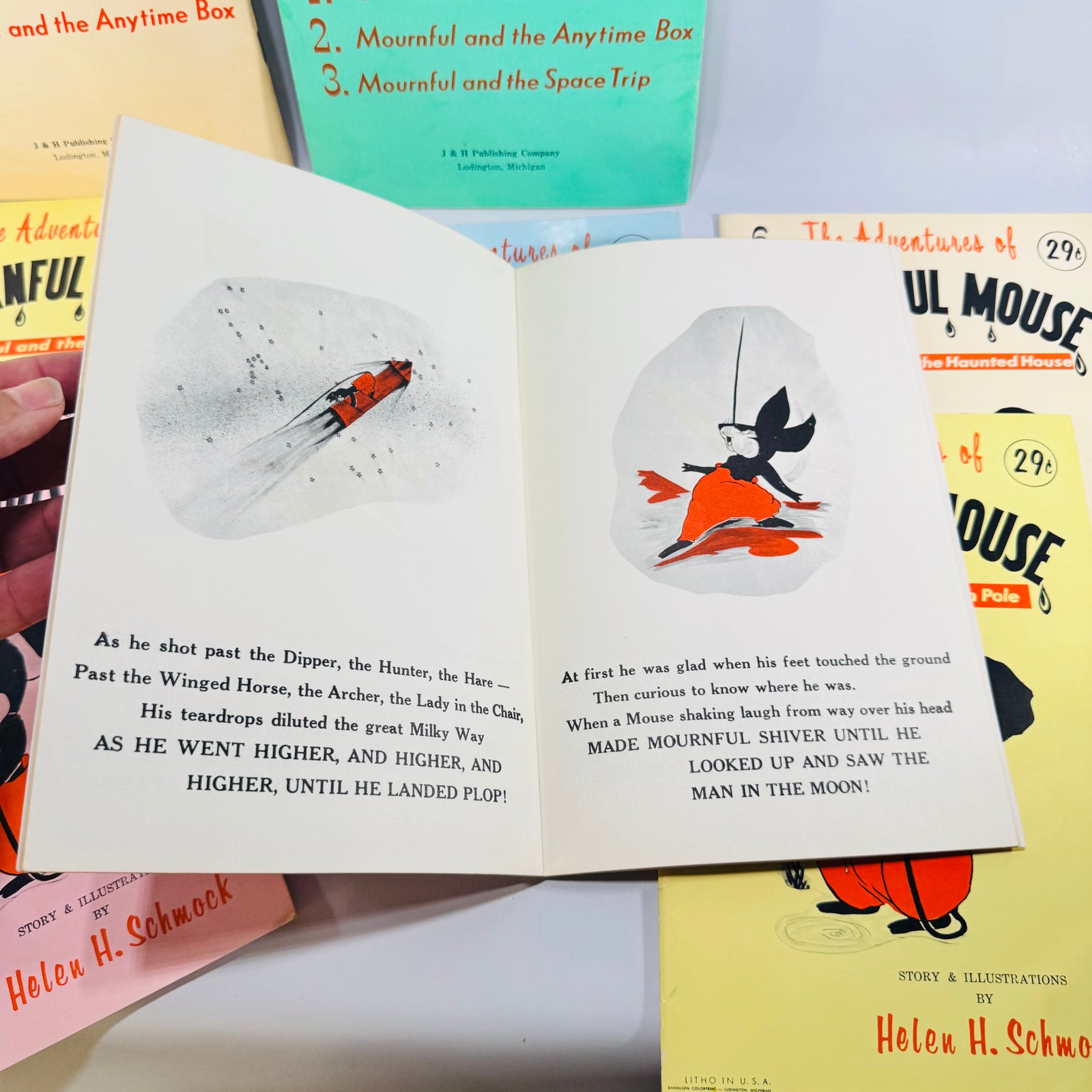 The Adventures of Mournful Mouse Books 1 to 9 by Helen H. Schmock 1963 Michigan Softcover Lot