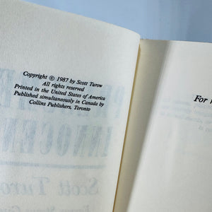 Presumed Innocent — Scott Turow (1987) Hardcover w/ Dust Jacket, 372 Pages