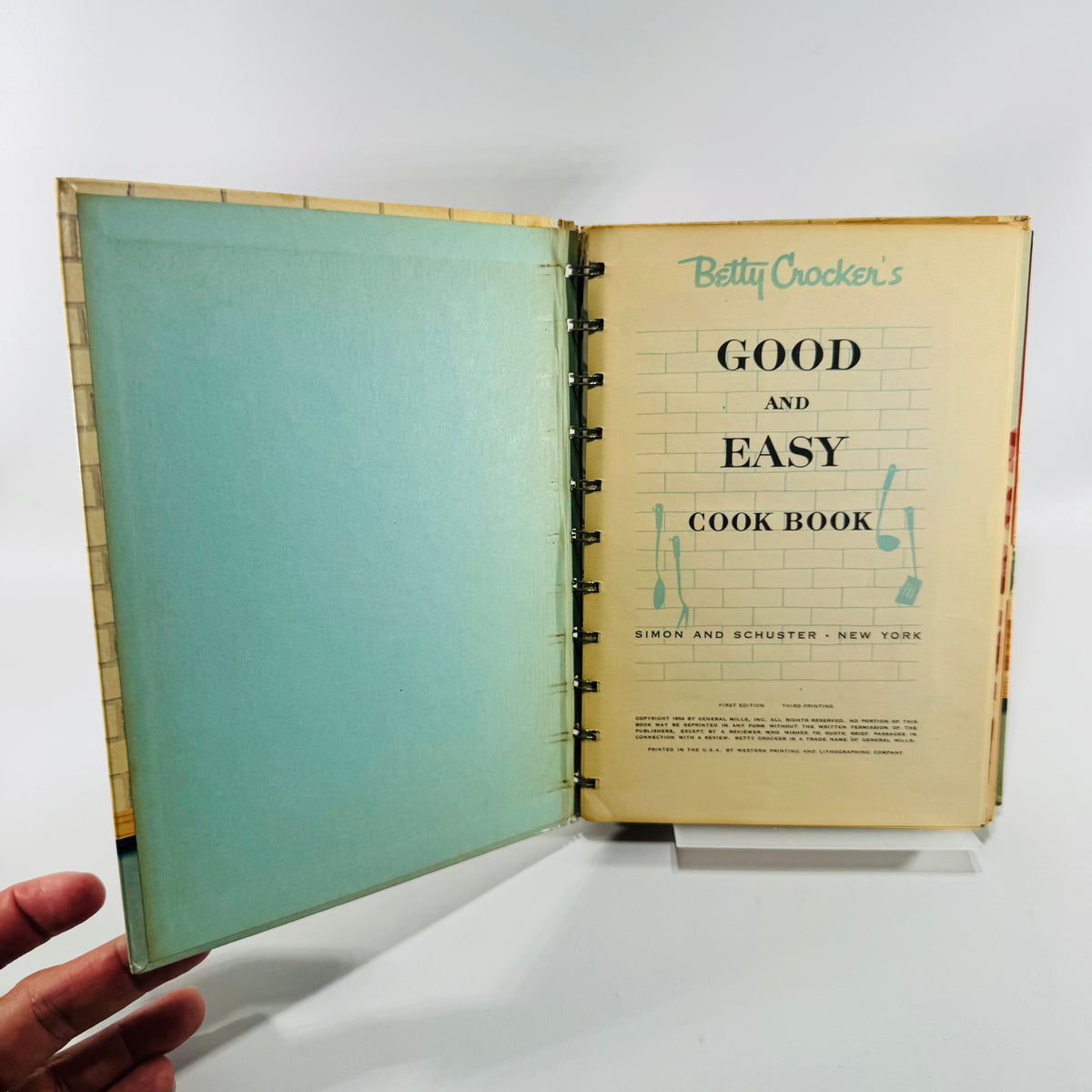 Betty Crocker's Good and Easy Cook Book 1954 First Edition Third Printing Spiral Hardcover