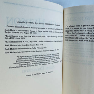 Rock Hudson: His Story — Rock Hudson & Sara Davidson (1986) Hardcover w/ Dust Jacket | Book Club Edition