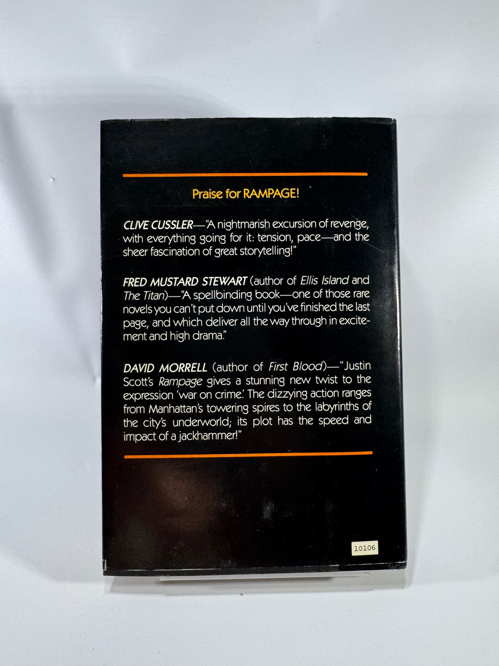 Rampage — Justin Scott (1985) Hardcover w/ Dust Jacket | Simon & Schuster | Book Club Edition
