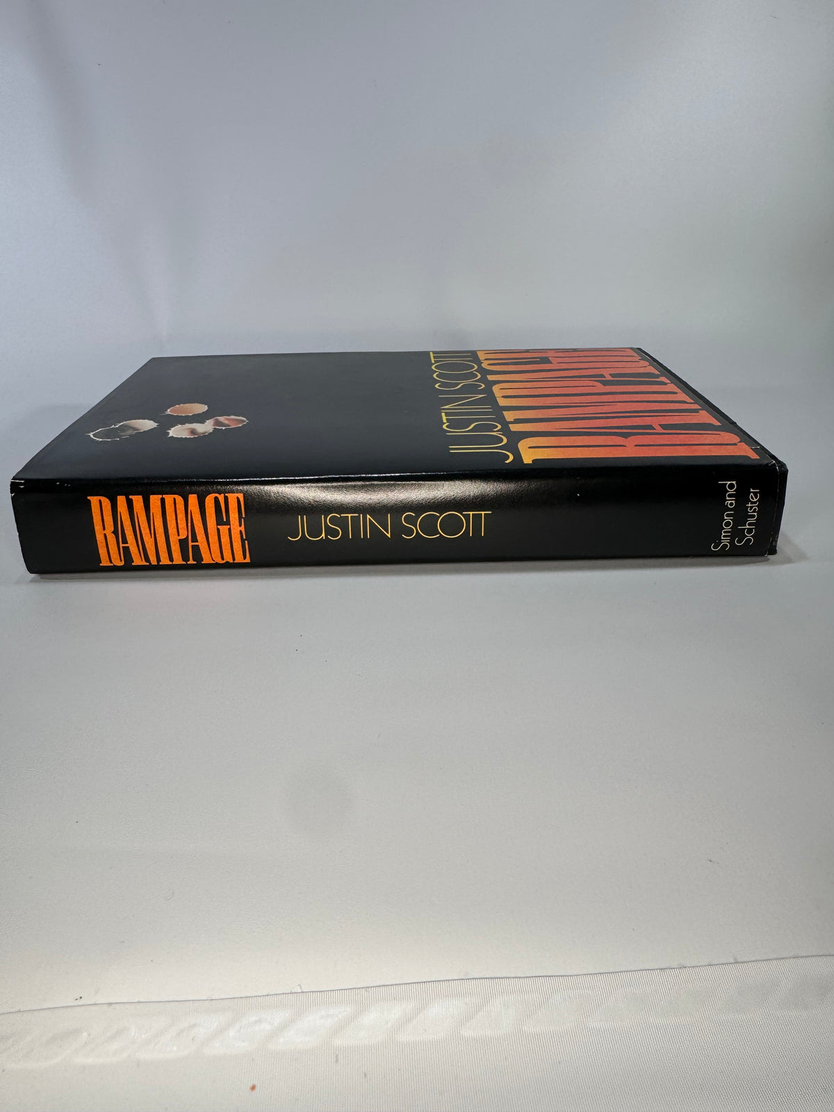 Rampage — Justin Scott (1985) Hardcover w/ Dust Jacket | Simon & Schuster | Book Club Edition