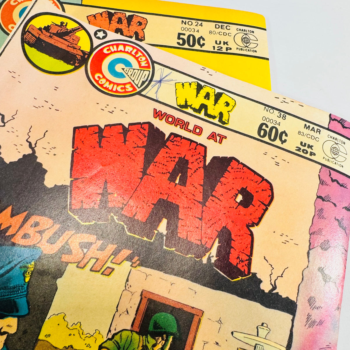 War #24 #37 #38 Charlton Comics 1980 to 1983 Bronze Age Comic Book Lot of 3