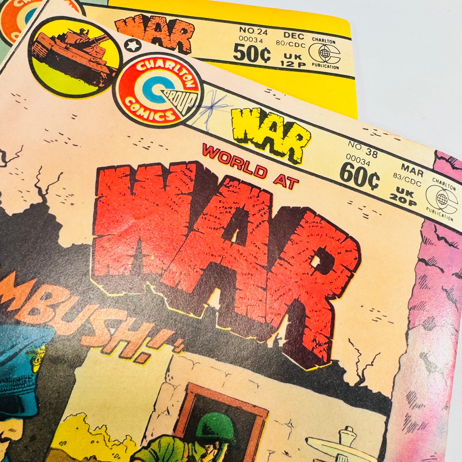 War #24 #37 #38 Charlton Comics 1980 to 1983 Bronze Age Comic Book Lot of 3