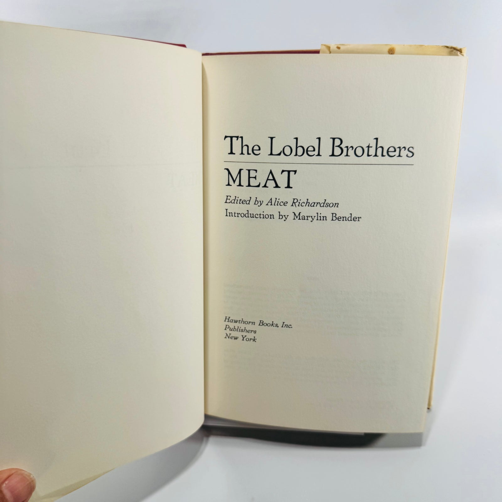 Meat by The Lobel Brothers 1971 Hawthorn Books Hardcover Book Club Edition