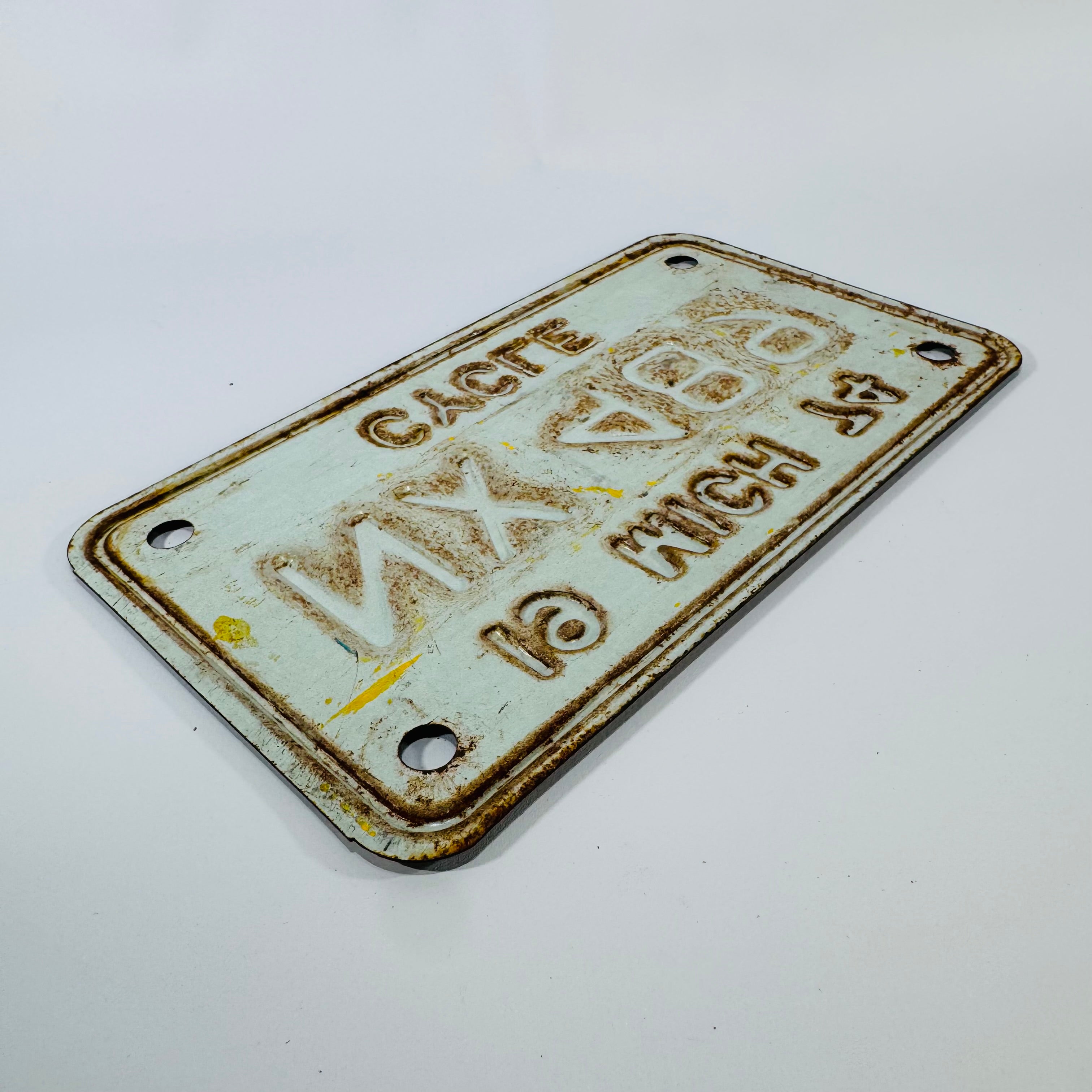 1974 Michigan Motorcycle License Plate NX489 Vintage Blue Yellow
