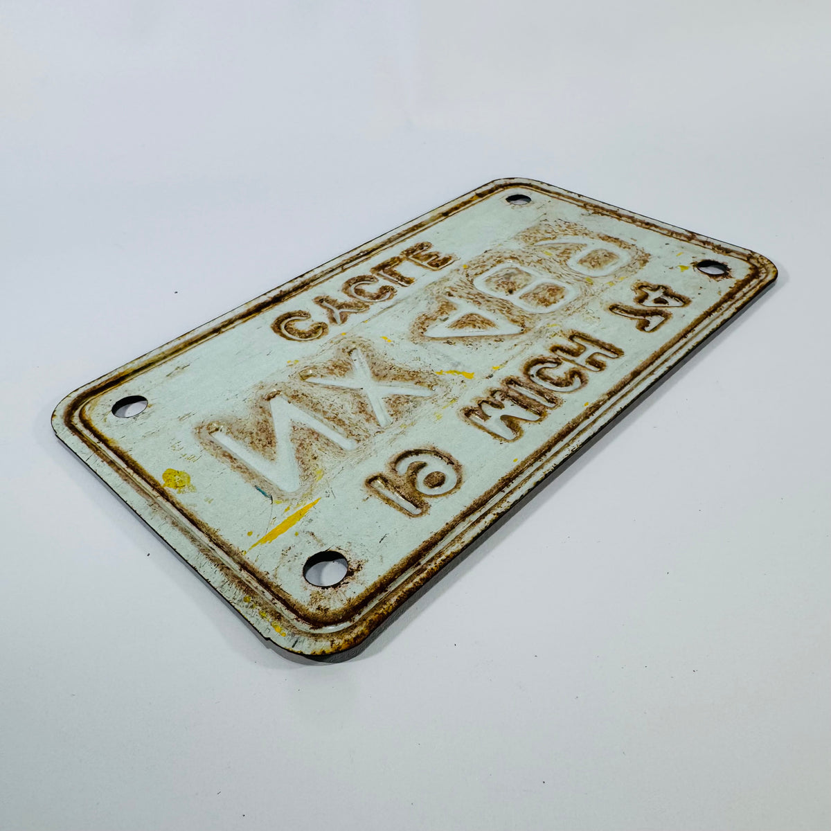 1974 Michigan Motorcycle License Plate “NX 489” Blue & Yellow Metal Tag | Vintage Bike Plate Wall Decor | Man Cave Garage