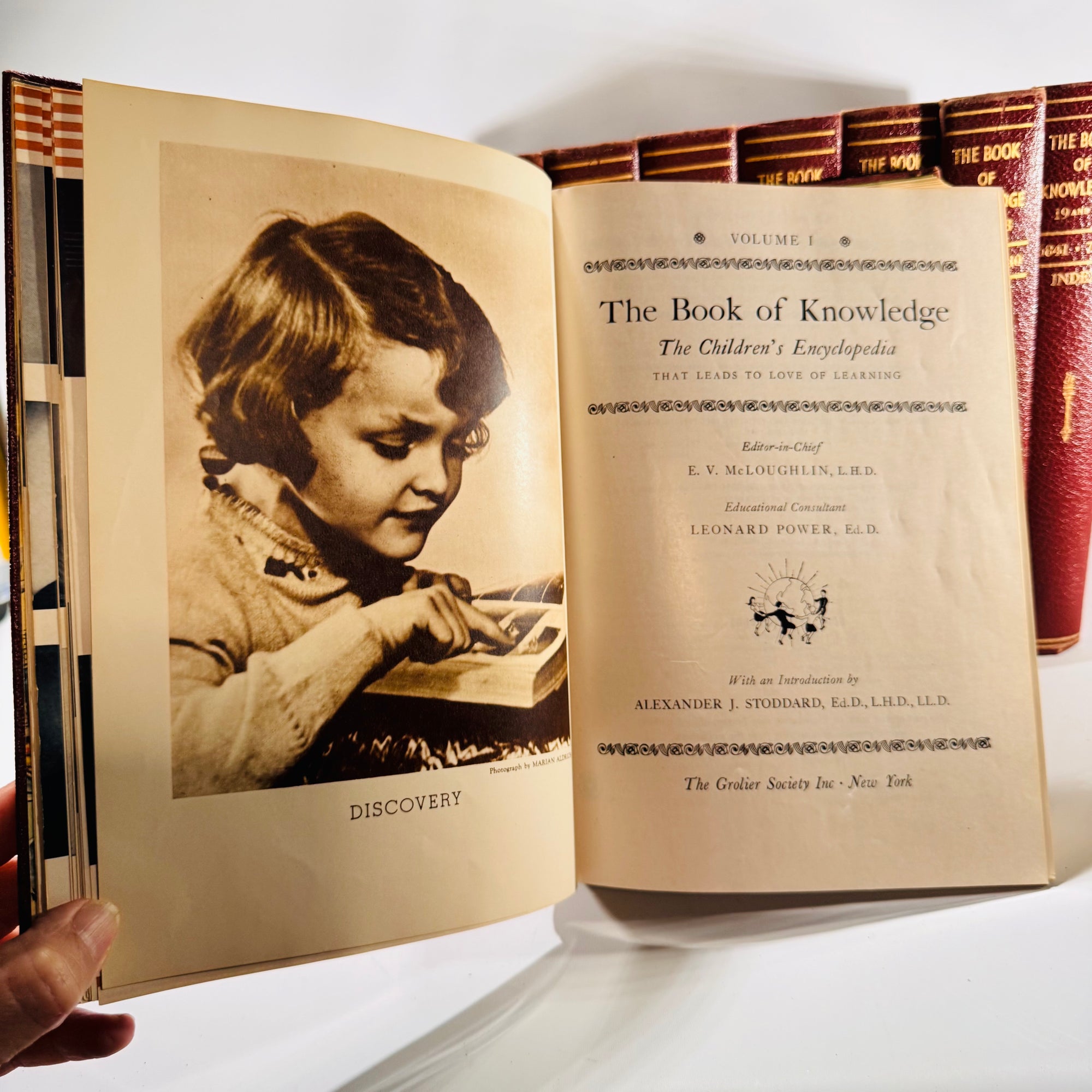 Vintage Book of Knowledge Set | 1950s Grolier Encyclopedia | 20 Vol. Red Hardcover Children's Learning Reference | Illustrated