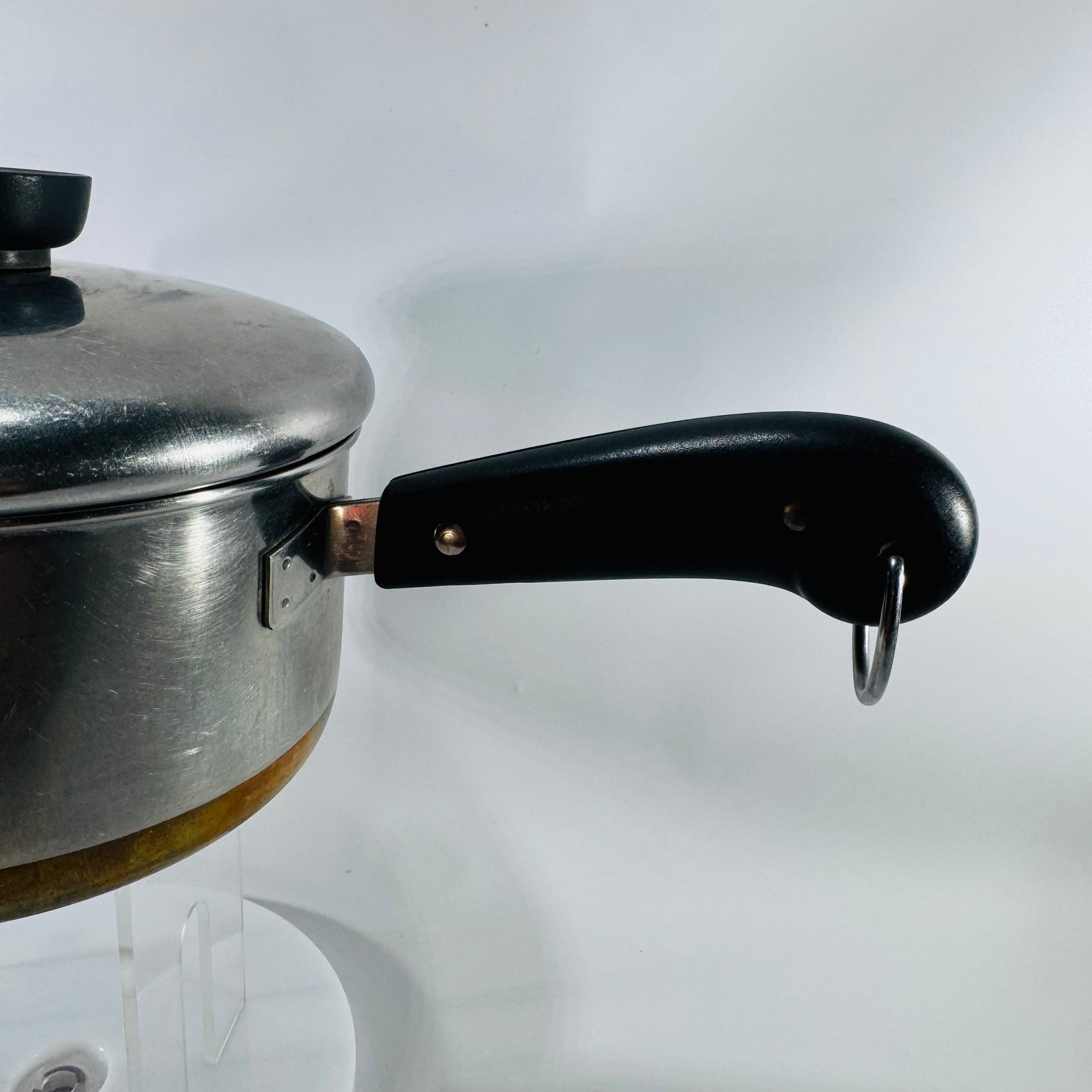 Vintage Revere Ware 1 Qt Saucepan w Lid | Pre-1968 Double Circle Copper Bottom