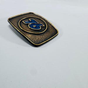 Union 76 Gas Station Uniform Belt Buckle 1970s Blue Enamel