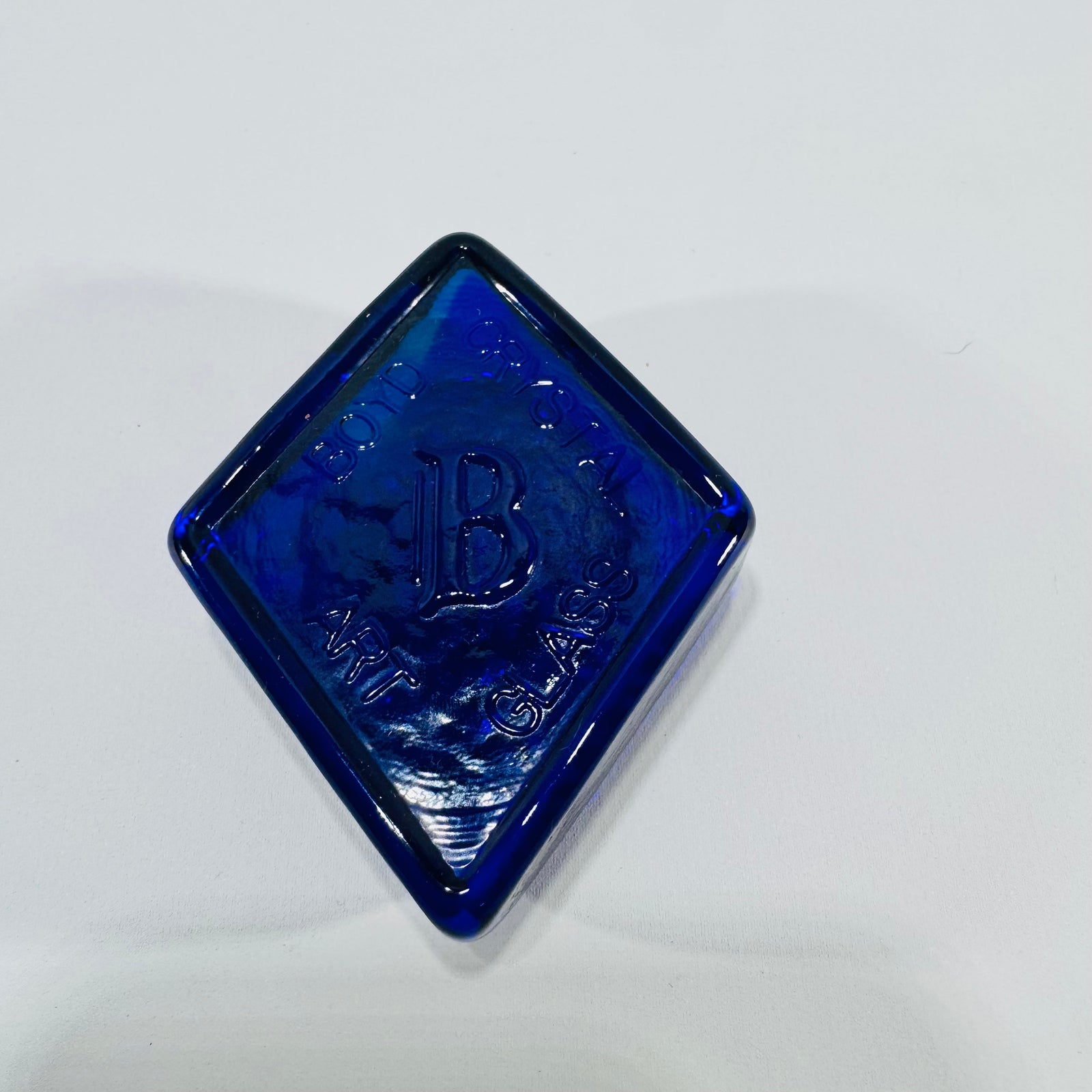 Boyd's Crystal Art Glass Logo Paperweight 1978 to 1983 Cobalt Blue Glass