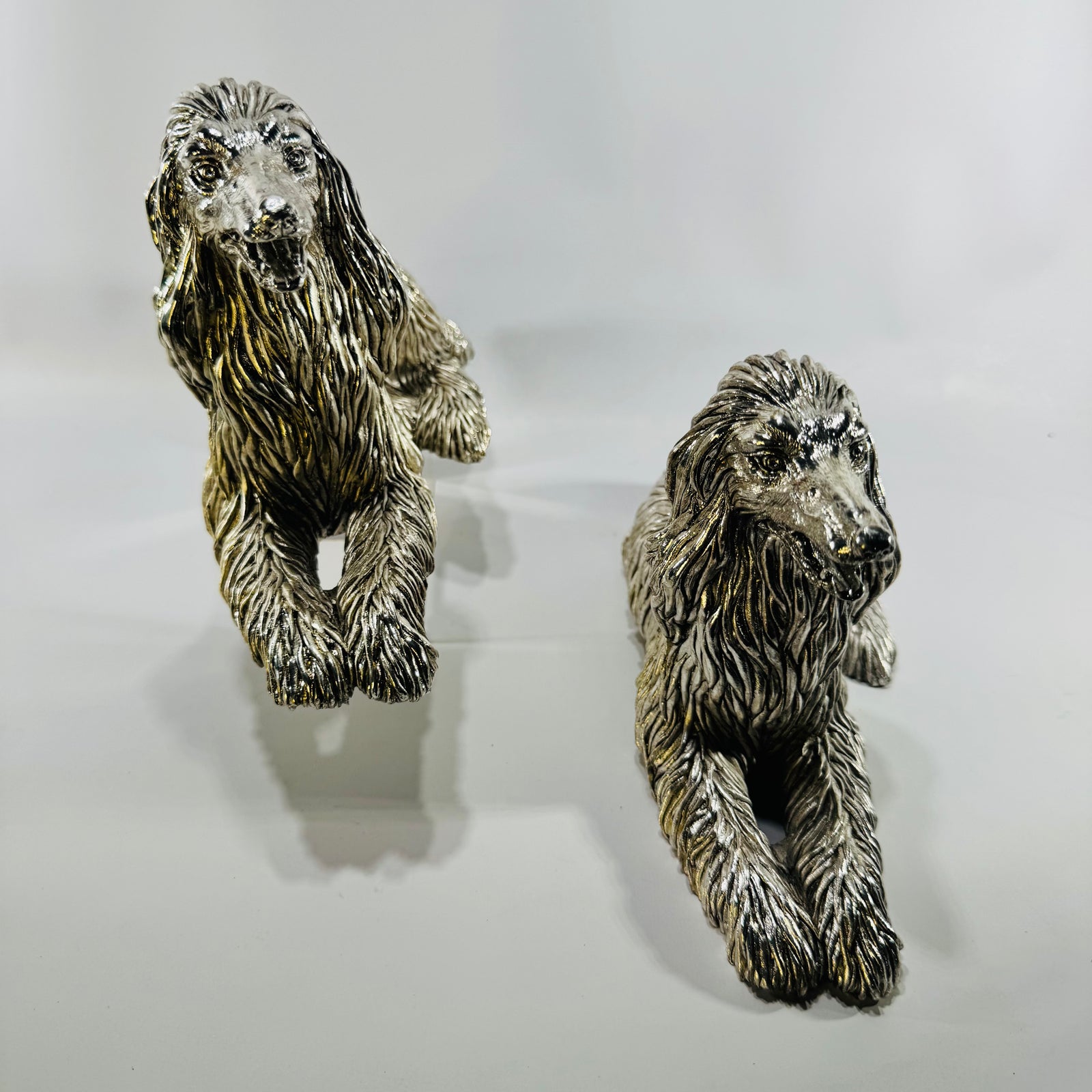 Creazioni Artistiche d'Argento Afghan Hound Dog Figurines Pair Made in Italy