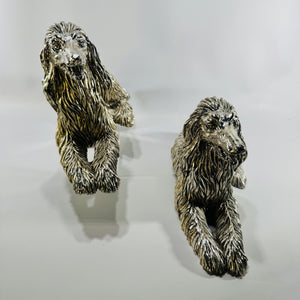 Creazioni Artistiche d'Argento Afghan Hound Dog Figurines Pair Made in Italy