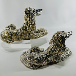 Creazioni Artistiche d'Argento Afghan Hound Dog Figurines Pair Made in Italy