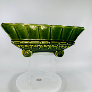 Mid-Century Green Glazed Planter for Succulents & Shelf Decor