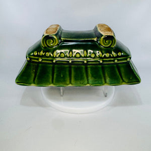 Mid-Century Green Glazed Planter for Succulents & Shelf Decor