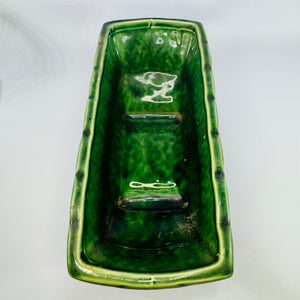Mid-Century Green Glazed Planter for Succulents & Shelf Decor