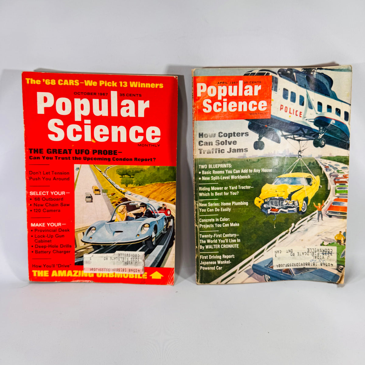Two Vintage Popular Science Magazines (1967) | UFOs, Copters &amp; The ‘68 Cars | Science, Auto, DIY Features