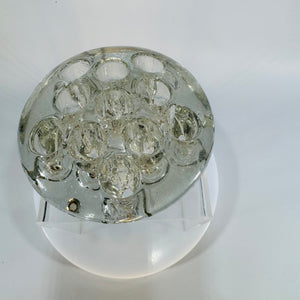 Vintage Clear Glass Flower Frog 11 Hole Round Stem Holder 4” Pressed Glass Floral Arranging Tool 1950s 1960s Vase Insert