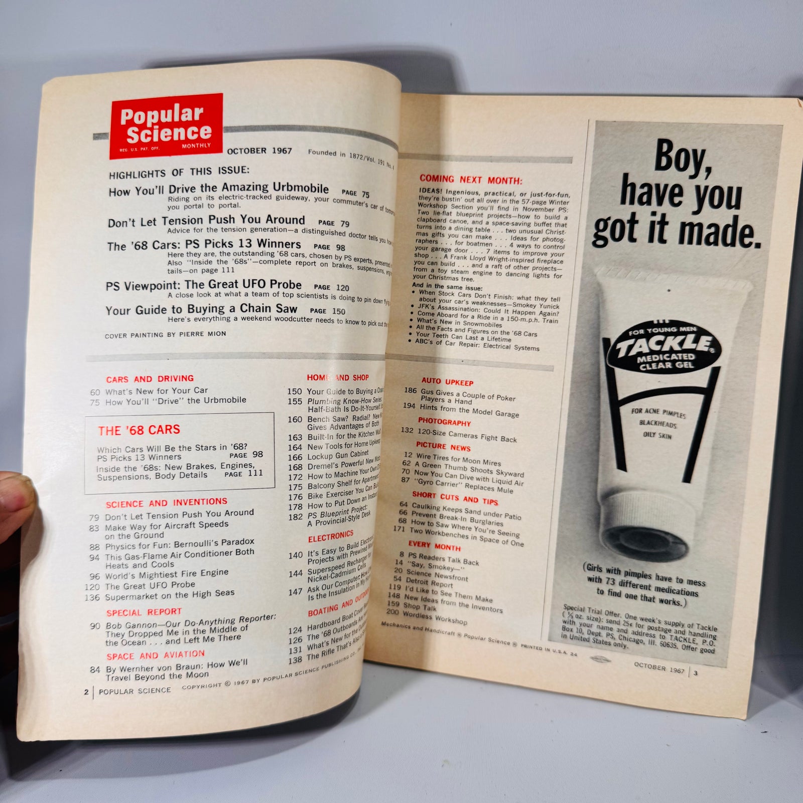 Two Vintage Popular Science Magazines (1967) | UFOs, Copters & The ‘68 Cars | Science, Auto, DIY Features