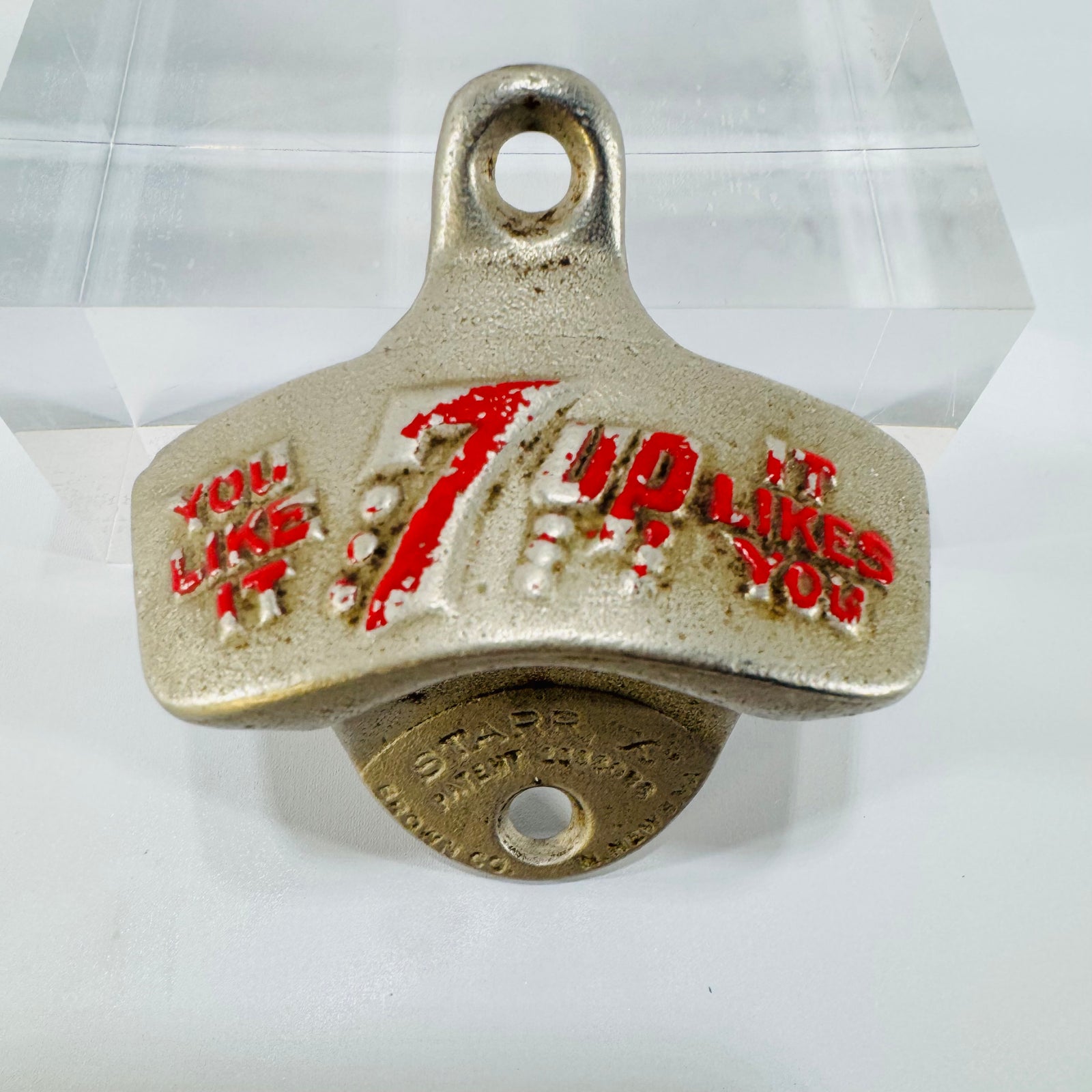7 Up Starr X Wall Mount Bottle Opener Brown Co. USA Vintage Advertising