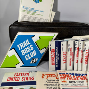Vintage 1970 Trail Boss Club Travel Pouch Bundle | Sunoco Maps, Postcards & Road Trip Ephemera