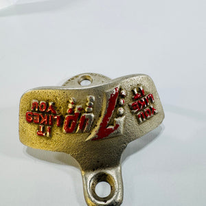 7 Up Starr X Wall Mount Bottle Opener Brown Co. USA Vintage Advertising