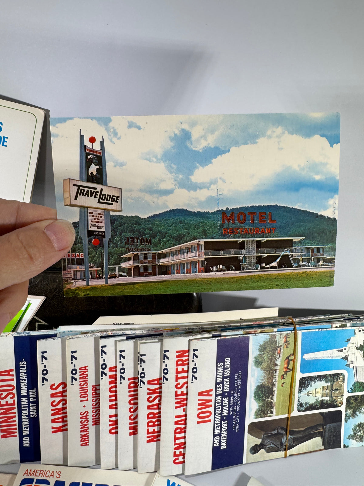 Vintage 1970 Trail Boss Club Travel Pouch Bundle | Sunoco Maps, Postcards & Road Trip Ephemera